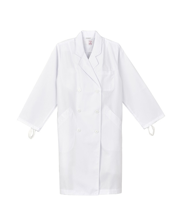 衛生白衣 女子実験衣 長袖ダブル4631抗菌防臭コート