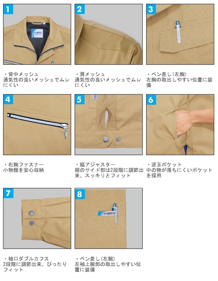 全メッシュ涼しい作業服