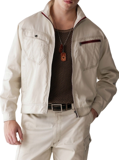 春夏 かっこいい綿100 ブルゾン 消臭 抗菌効果のあるｄｅｏテープ付き 自重堂 Jawin 作業服の寺田衣料