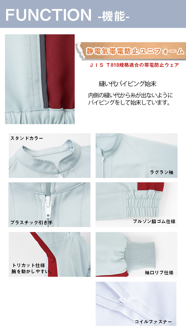 ポケットレス作業服食品