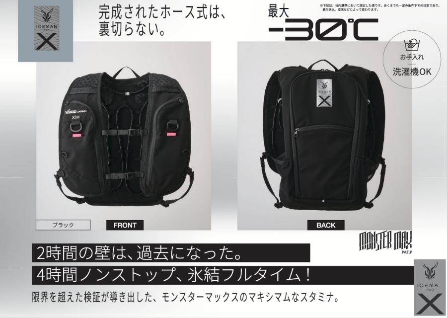 【未使用品】ICEMAN 冷却ベスト フルセット 最大-30℃ ICEMAN PRO-X3山真製鋸2026年アイスマンプロ冷却ベスト